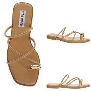 Steve Madden, Adriell Tan Strappy Toe-Ring Flat Sandals